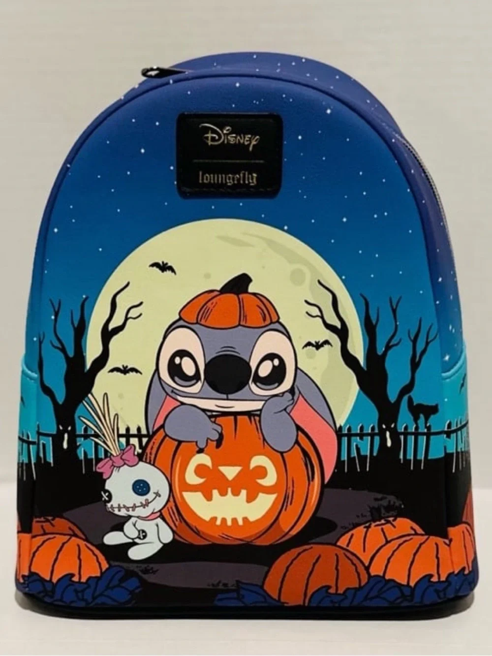 Loungefly Disney NWT Stitch Pumpkin Glow-in-the-Dark Mini Backpack & Wallet - Picture 2 of 9